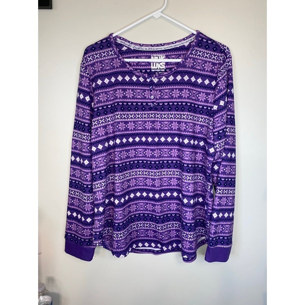 Muk Luks long sleeve pajama shirt top